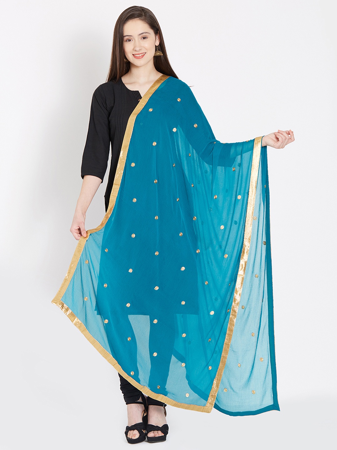 

Dupatta Bazaar Turquoise Blue Embroidered Dupatta