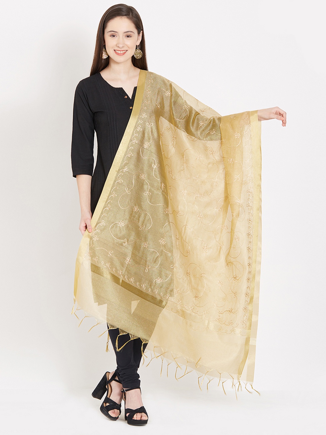 

Dupatta Bazaar Gold-Toned Embroidered Dupatta