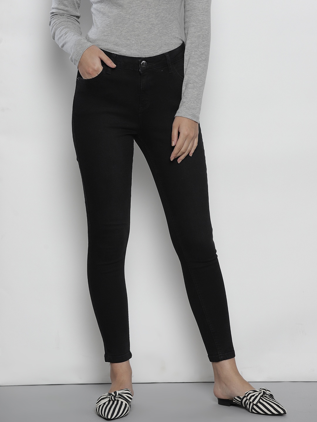 

DOROTHY PERKINS Women Black Regular Fit Mid-Rise Clean Look Stretchable Jeans