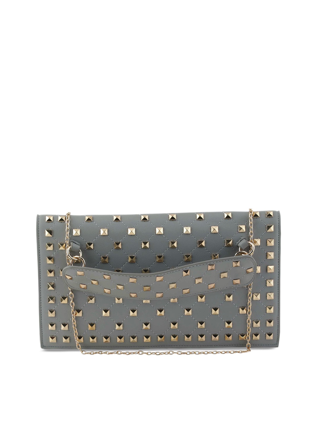 

Kazo Grey & Gold-Toned Embellished Clutch