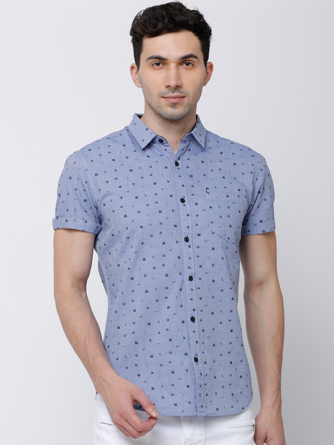 

LOCOMOTIVE Men Blue Slim Fit Printed Casual Shirt
