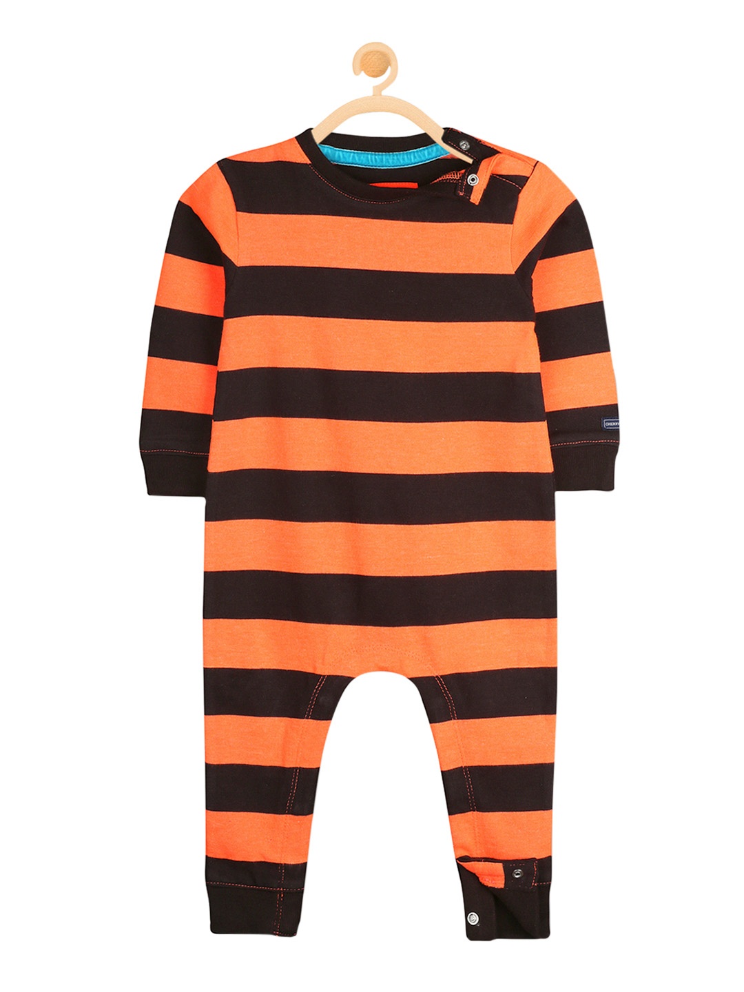 

Cherry Crumble Kids Orange & Black Striped Romper