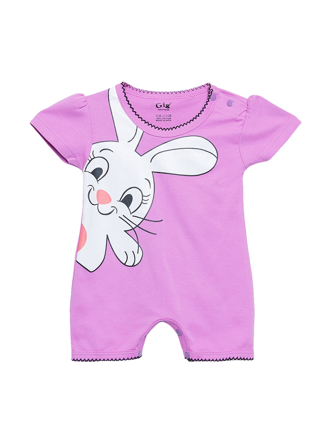 

Camey Kids Purple & White Printed Rompers