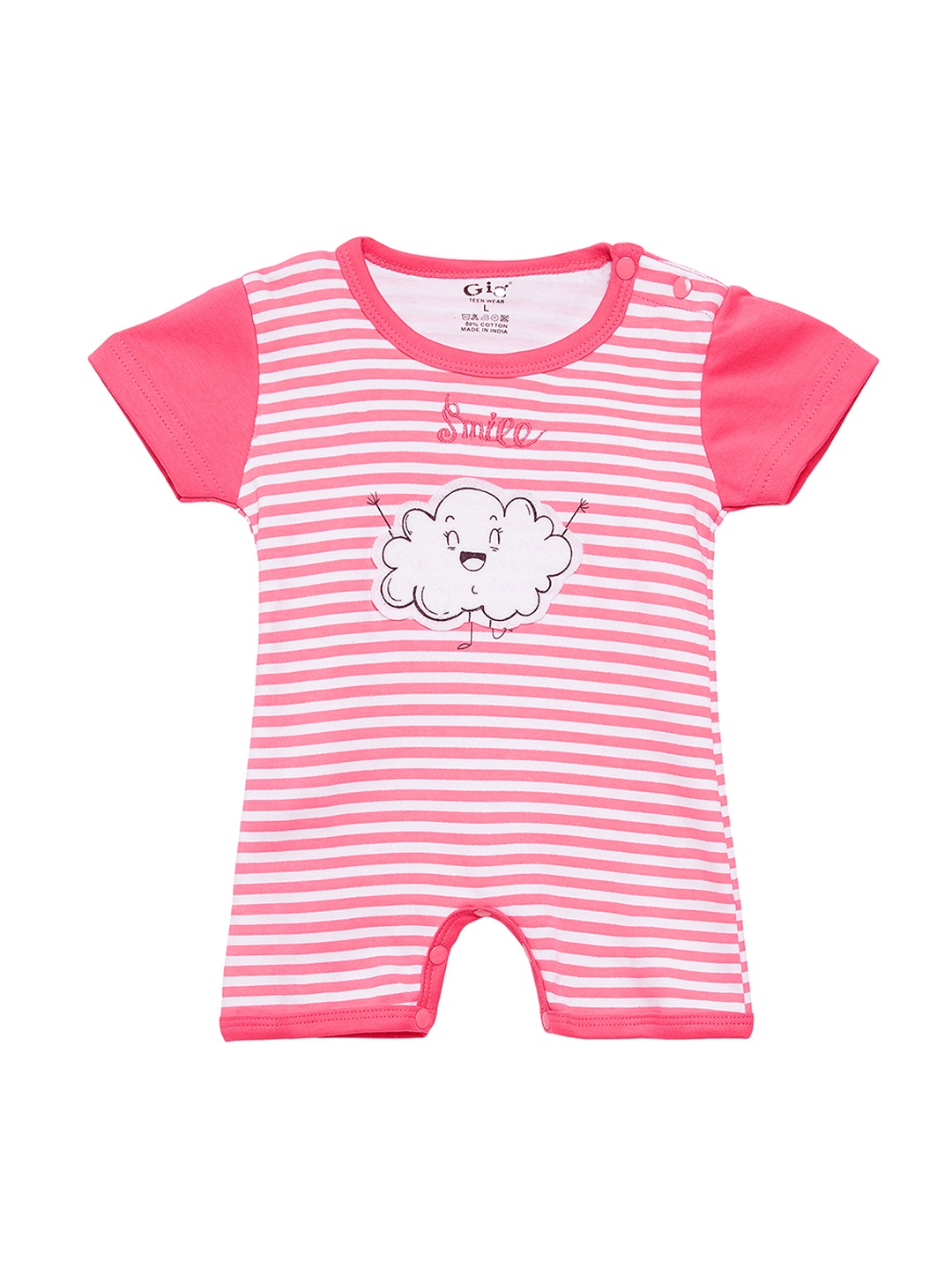 

Camey Kids Pink Striped Rompers