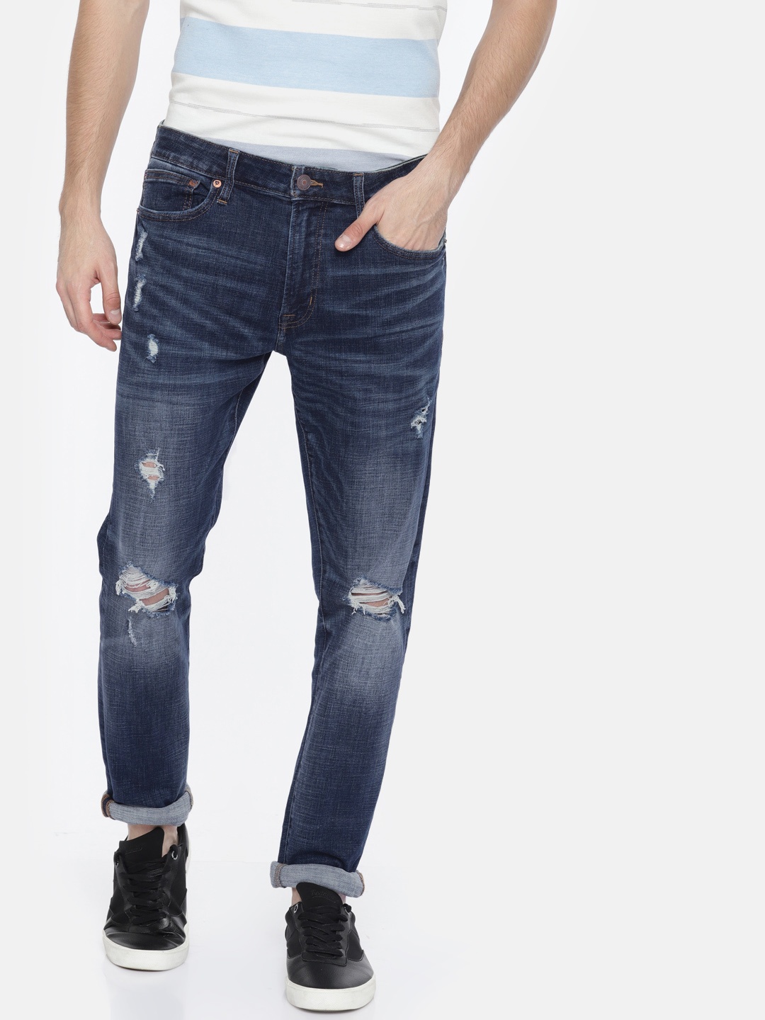 

AMERICAN EAGLE OUTFITTERS Men Blue Slim Fit Mid-Rise Mildly Distressed Stretchable Jeans