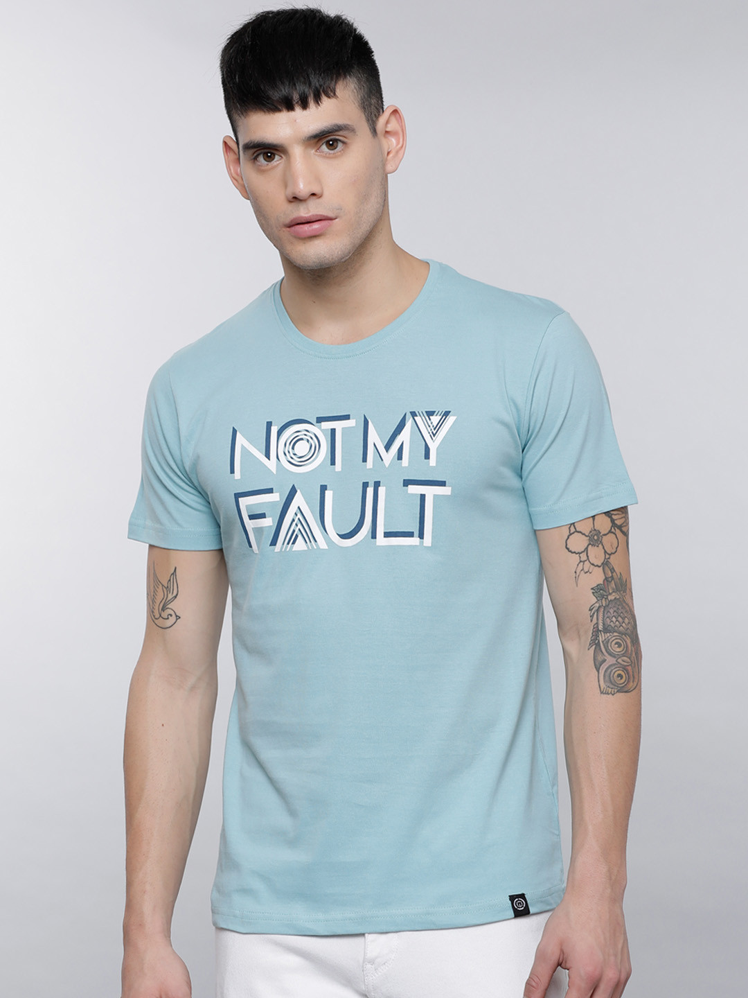 

LOCOMOTIVE Men Blue Printed Round Neck T-shirt