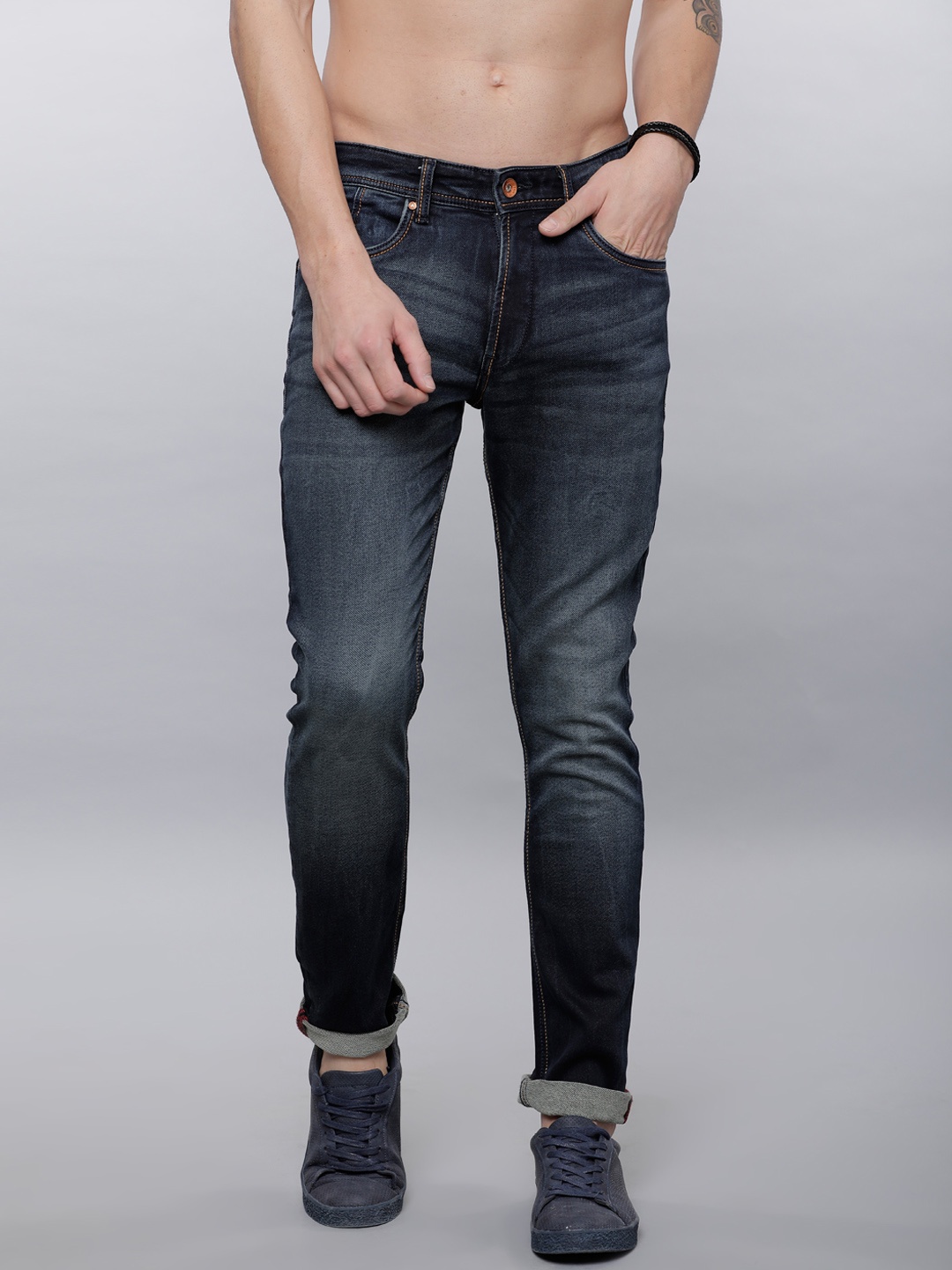 

LOCOMOTIVE Men Blue Slim Fit Mid-Rise Clean Look Stretchable Jeans