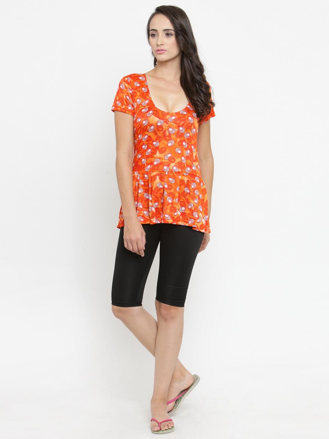 

N-Gal Blue Orange & Black Printed Swimsuit NBES09