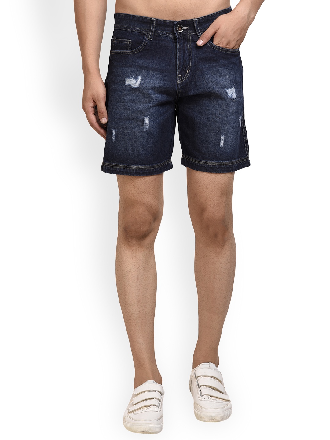 

FEVER Men Blue Washed Slim Fit Denim Shorts