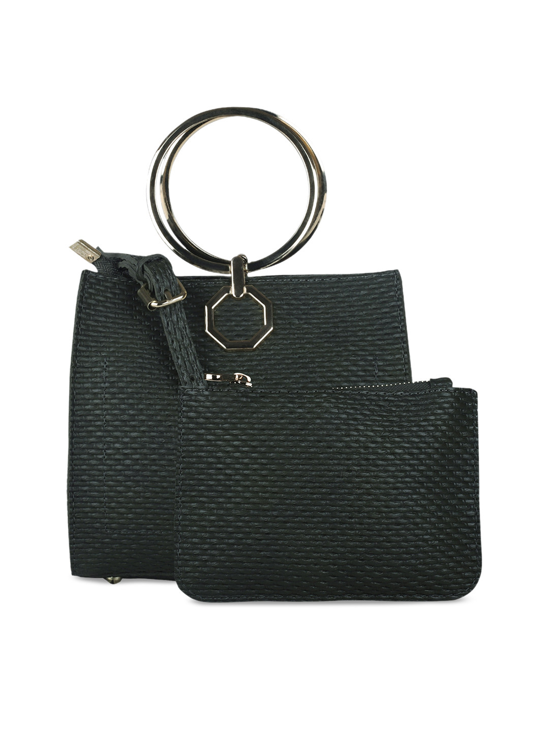 

ELLE Green Textured Handheld Bag