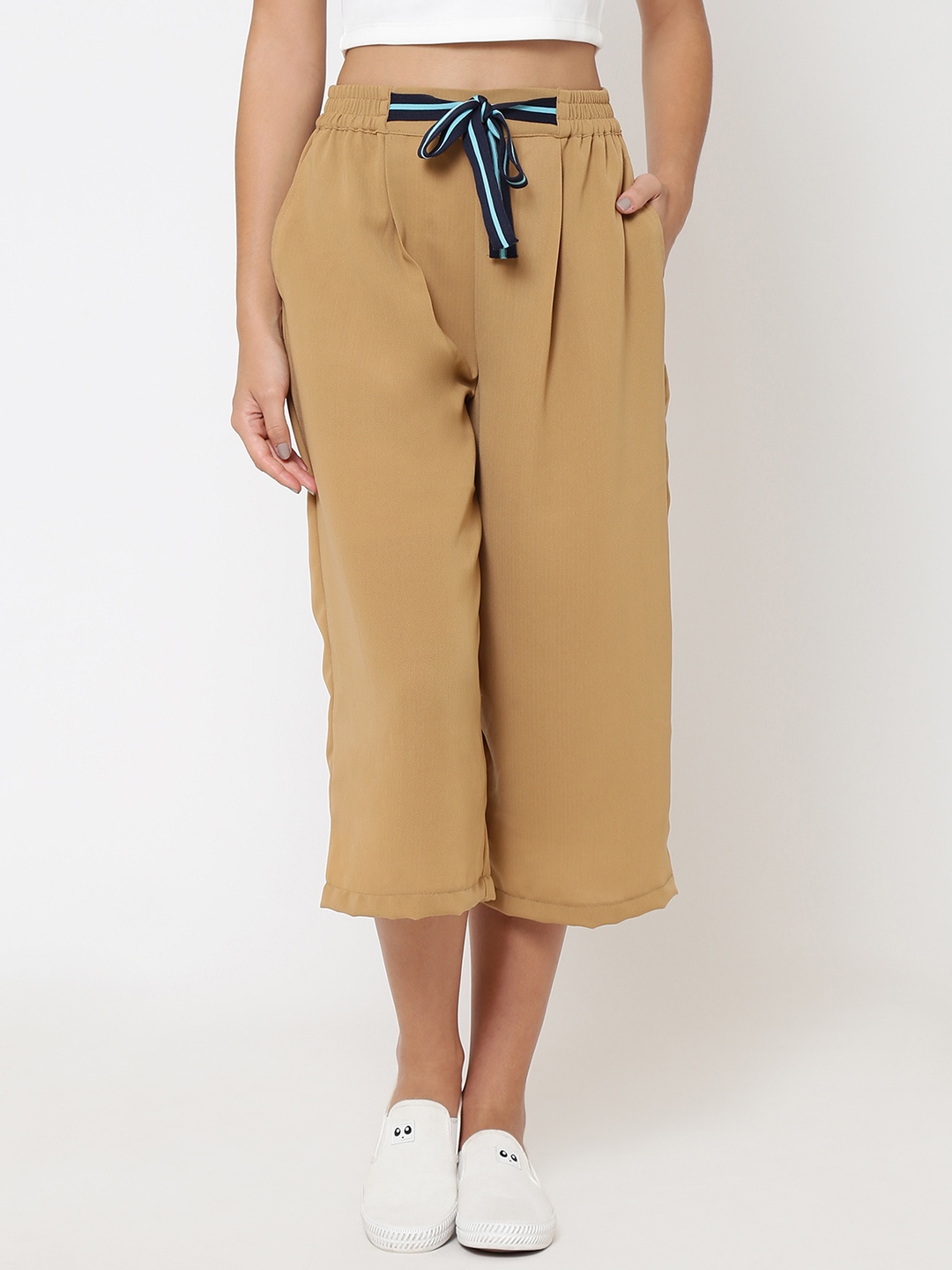 

Martini Women Beige Straight Fit Solid Culottes