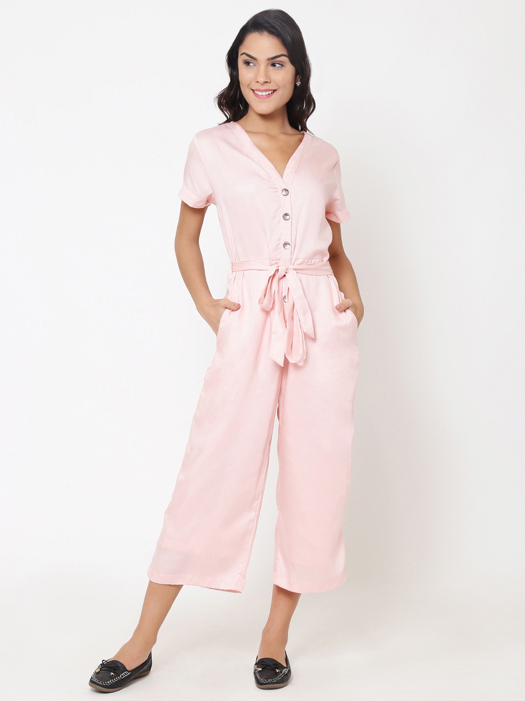 

Martini Pink Solid Culotte Jumpsuit