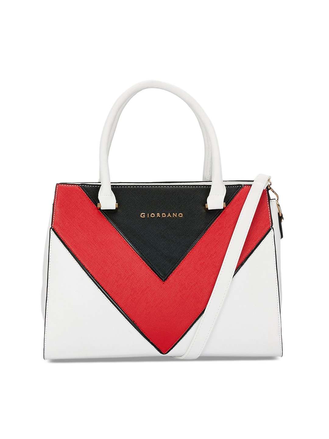 

GIORDANO White & Red Colourblocked Handheld Bag