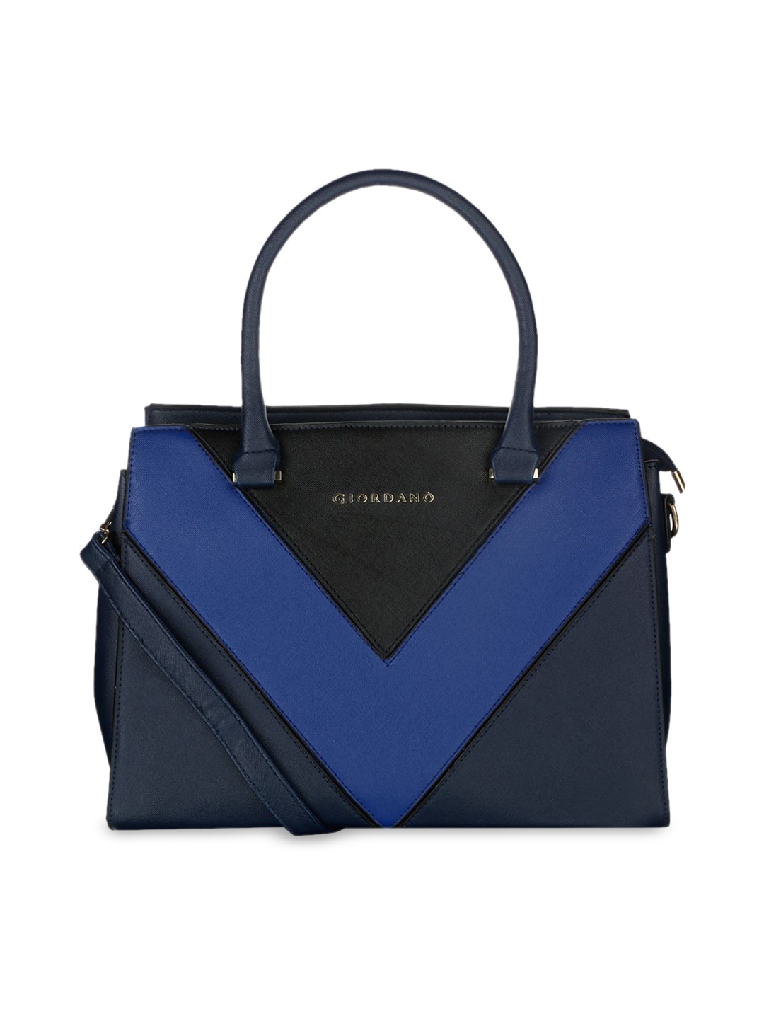 

GIORDANO Blue & Black Colourblocked Handheld Bag