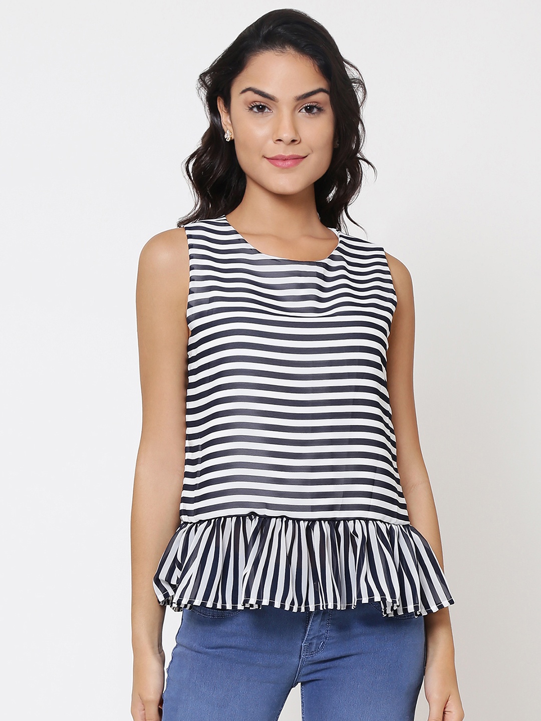 

Martini Women Blue & White Striped Top