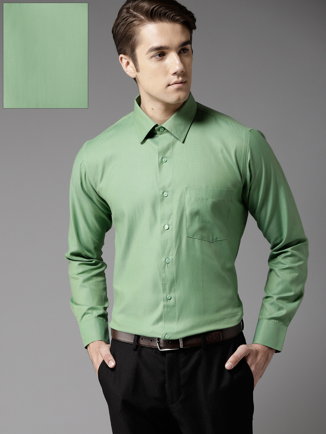 

DENNISON Men Green Slim Fit Solid Formal Shirt