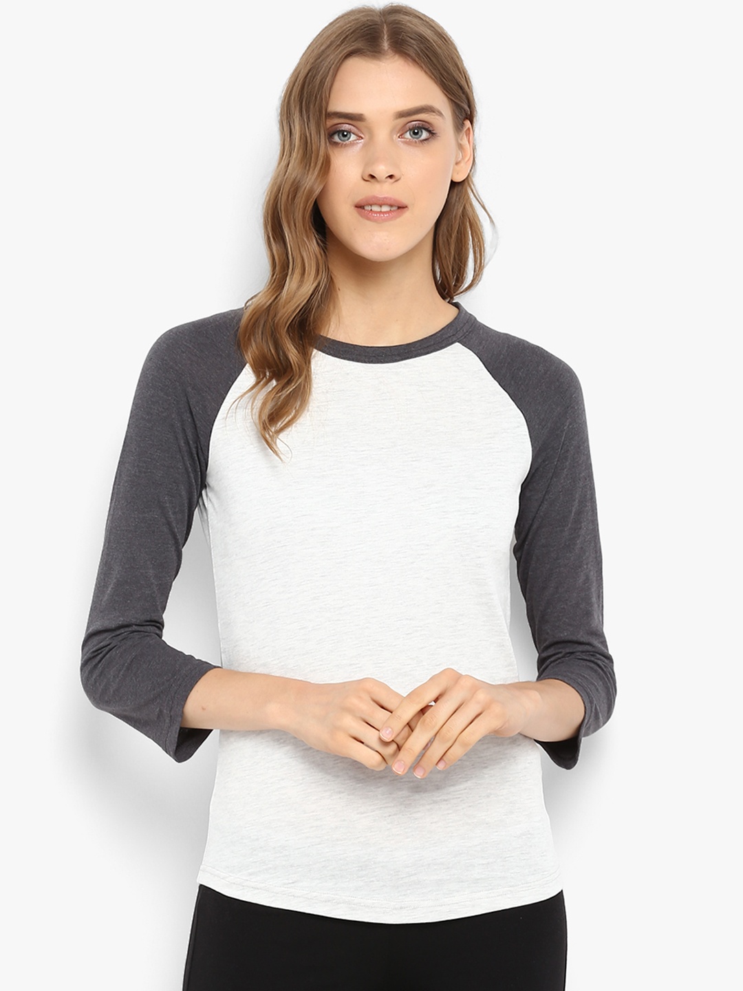 

Mode by Red Tape Women White Solid Round Neck T-shirt