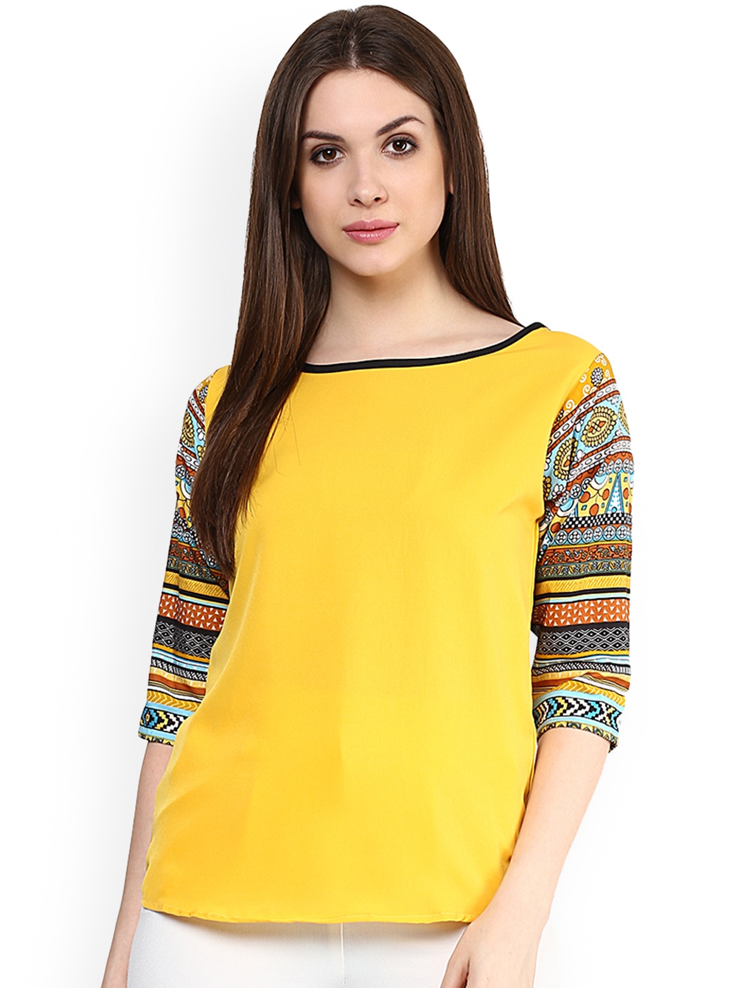 

Mayra Women Yellow Printed Top