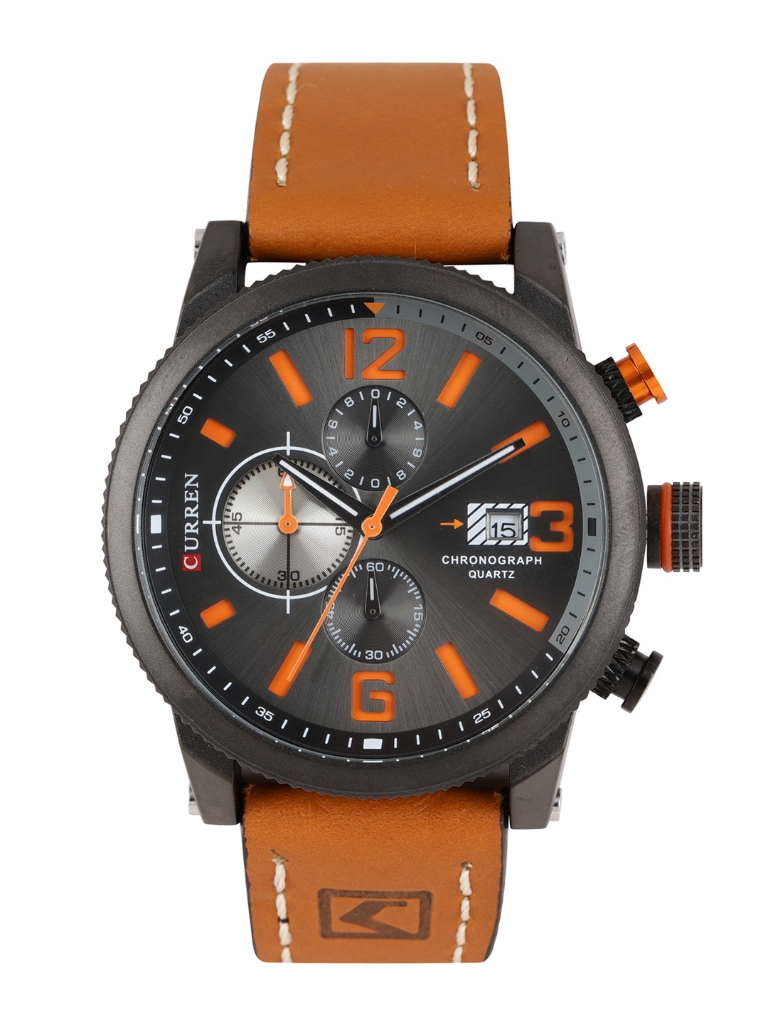 

Curren Men Grey & Orange Analogue Watch 8281OR