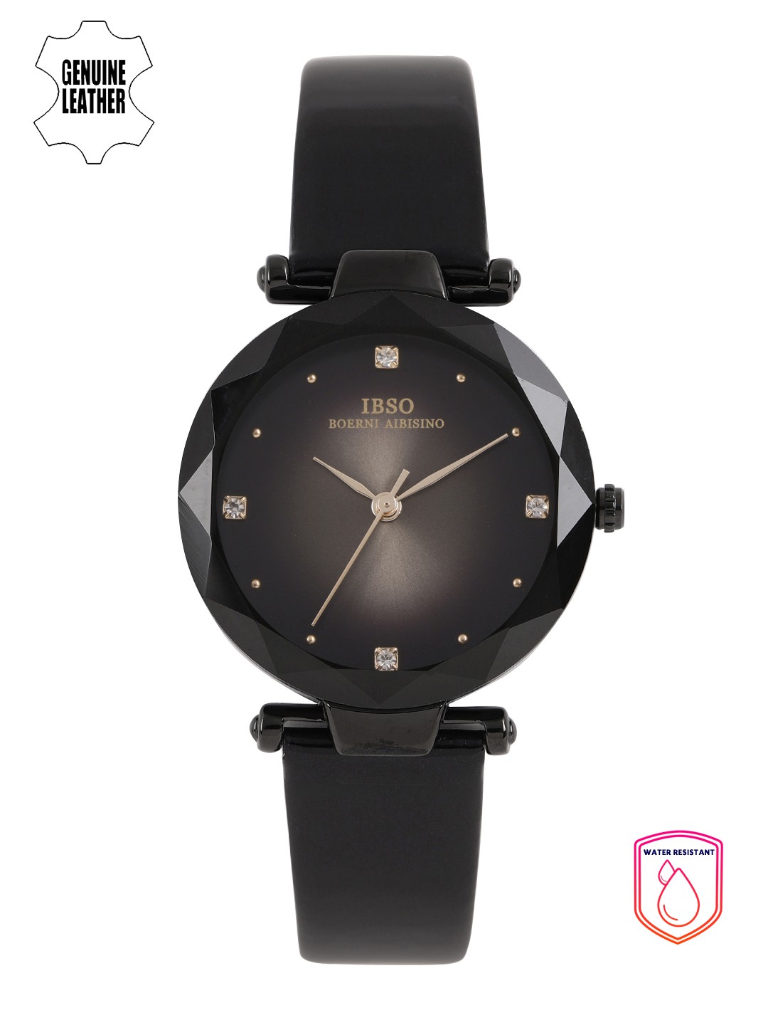 

IBSO Women Black Embellished Analogue Watch S8292LBK