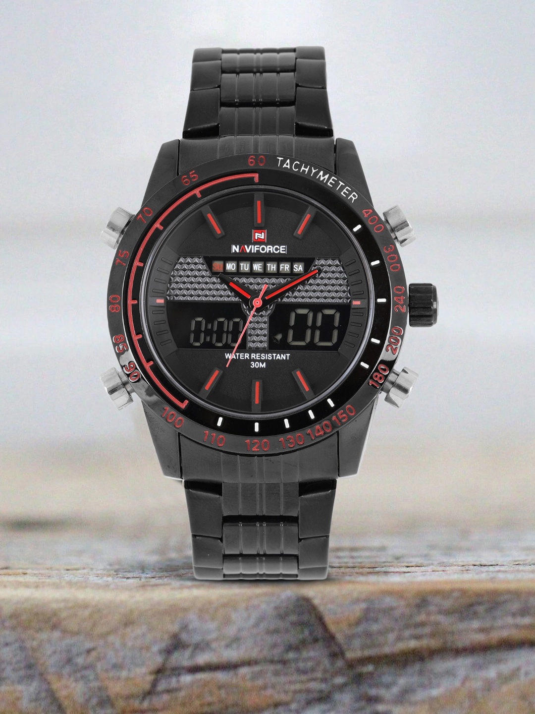 

Naviforce Men Black Analogue and Digital Watch NF9024BBR