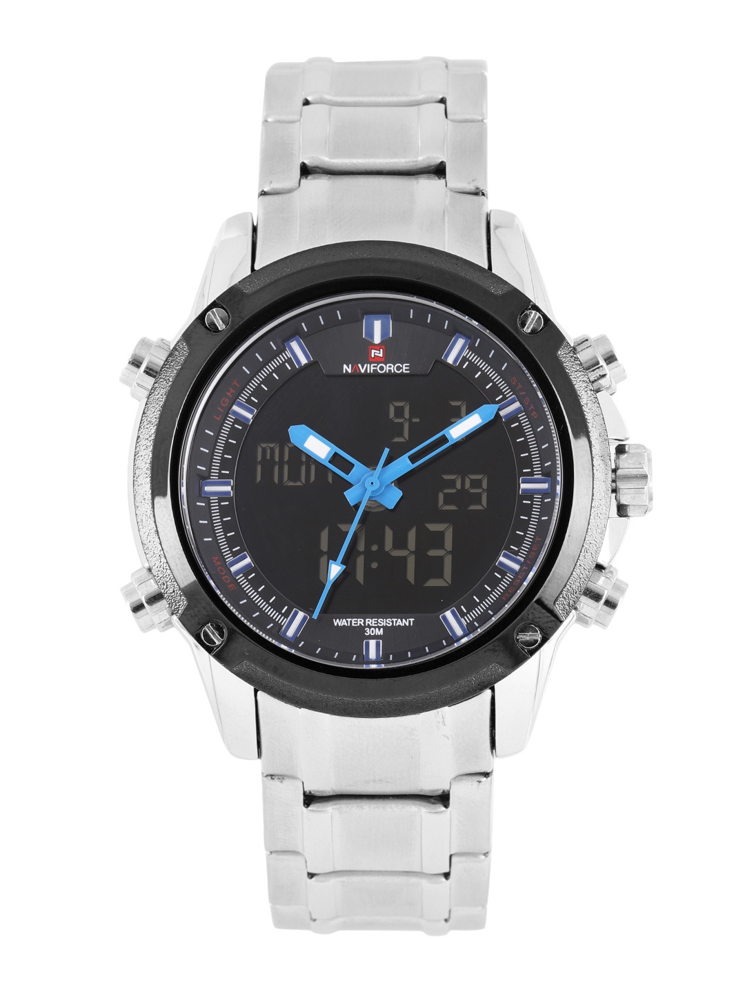

Naviforce Men Silver Waterproof Analogue and Digital Watch NF9050SBBE