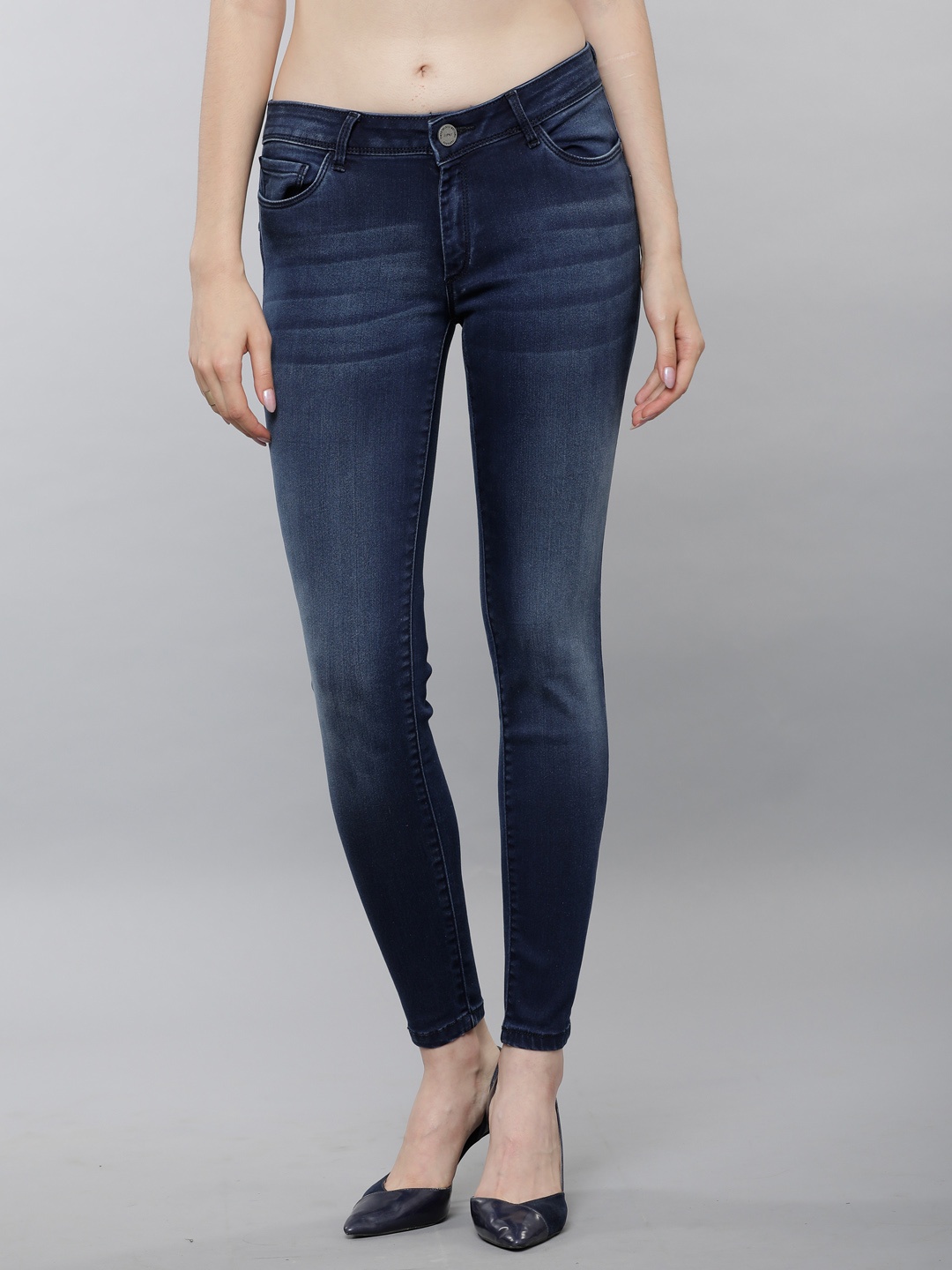 

Tokyo Talkies Women Navy Blue Super Skinny Fit Mid-Rise Clean Look Stretchable Jeans