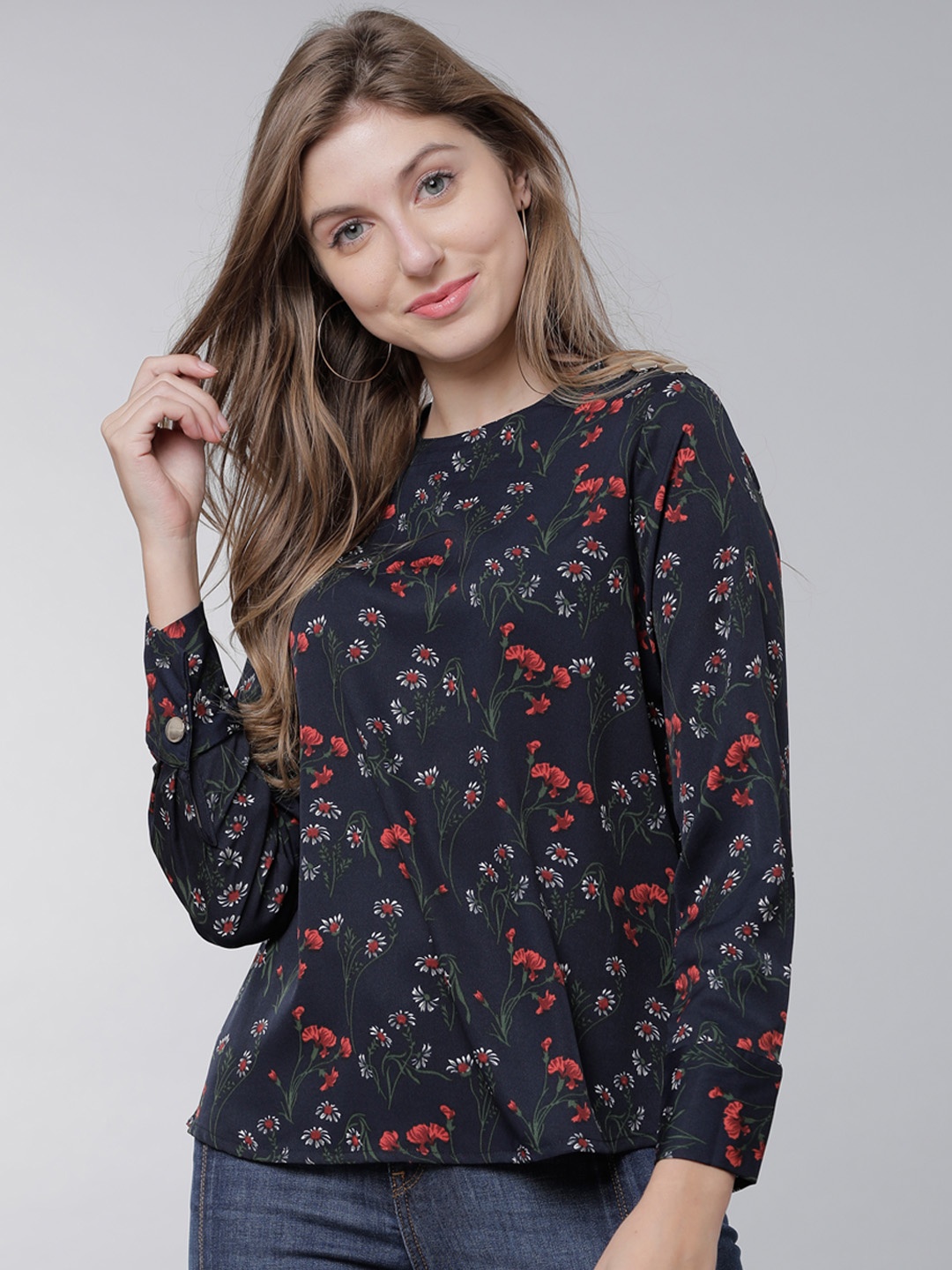 

Tokyo Talkies Women Navy Blue Printed Top