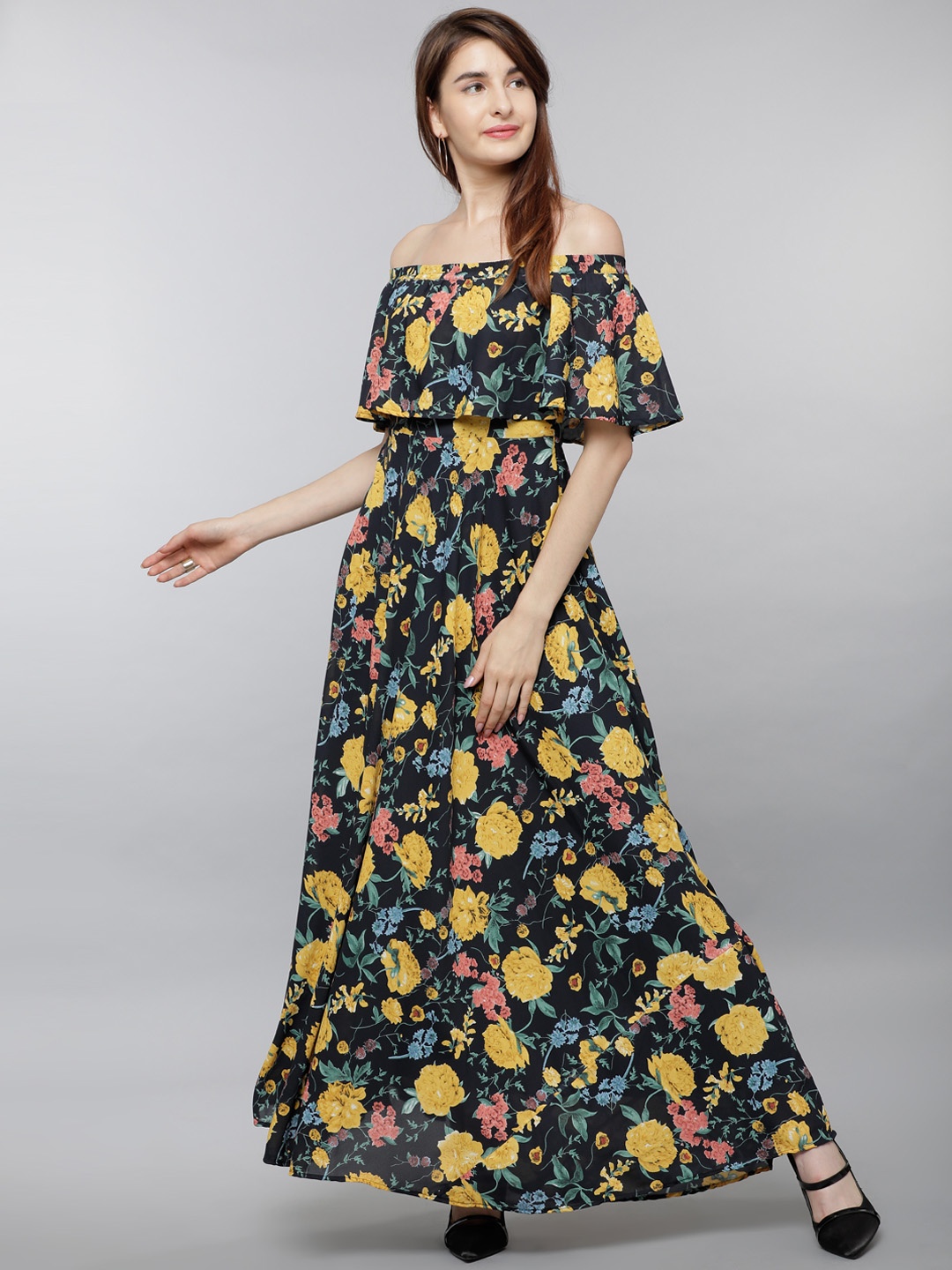 

Tokyo Talkies Women Navy Blue Printed Maxi Dress