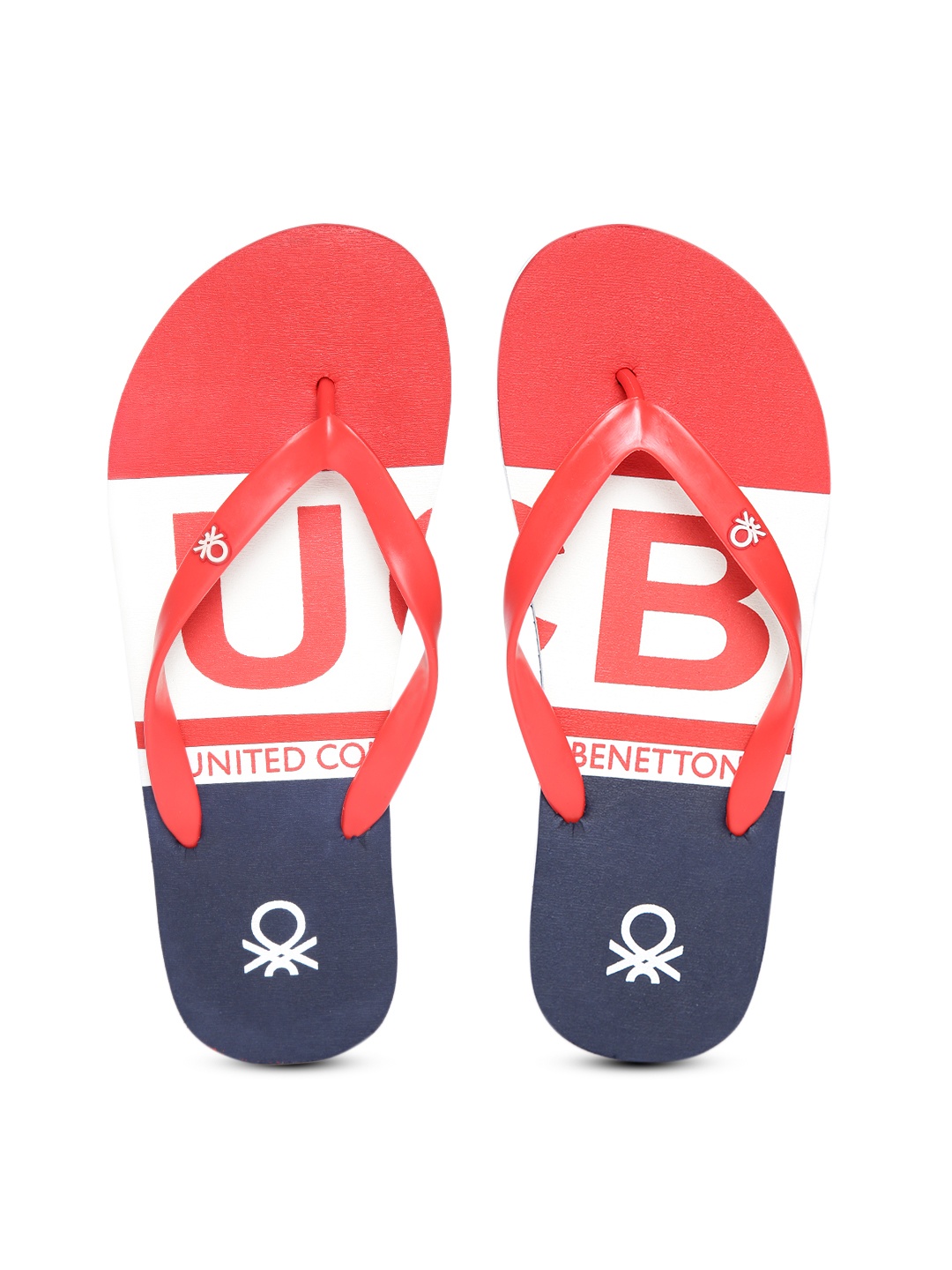 

United Colors of Benetton Men Red & Navy Printed Thong Flip-Flops