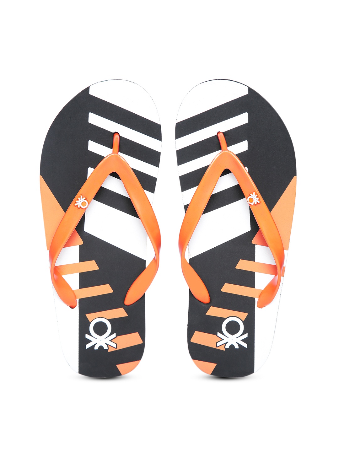 

United Colors of Benetton Men Orange & White Printed Thong Flip-Flops