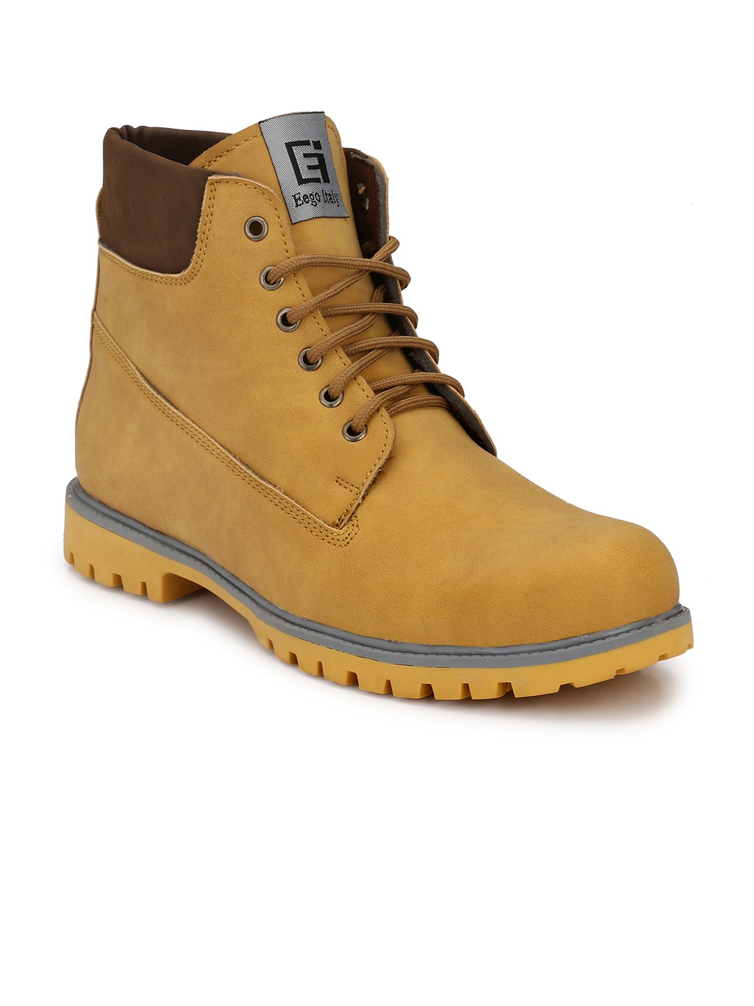 

Eego Italy Men Tan Solid High-Top Flat Boots