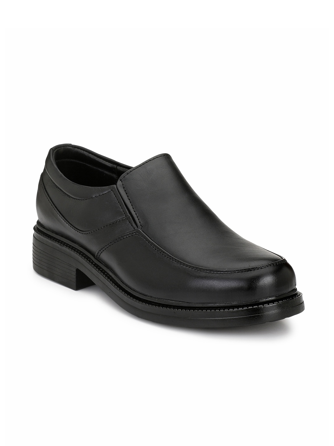

Eego Italy Men Black Formal Leather Slip-Ons