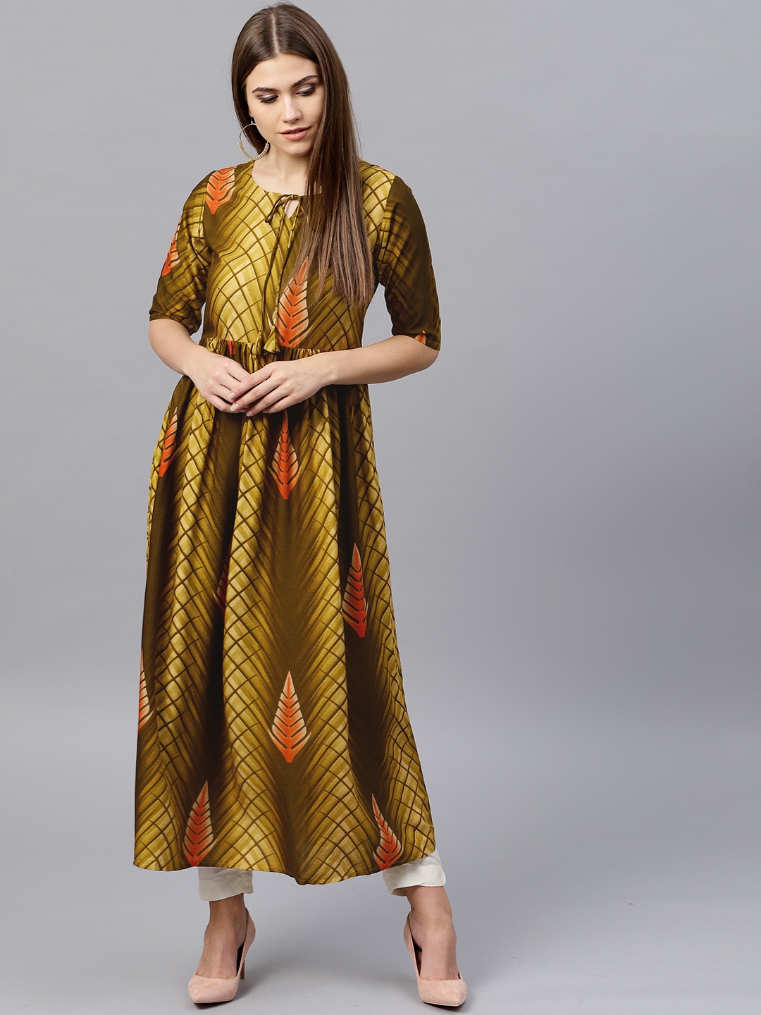 

Gerua By Libas Multi Printed Kurta, Olive