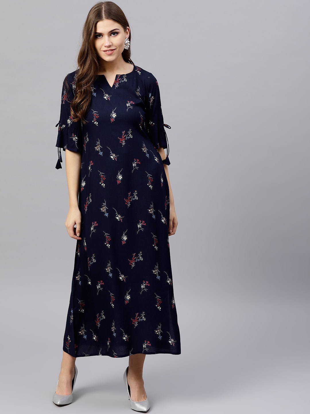 

GERUA Women Navy Blue Printed Maxi Dress