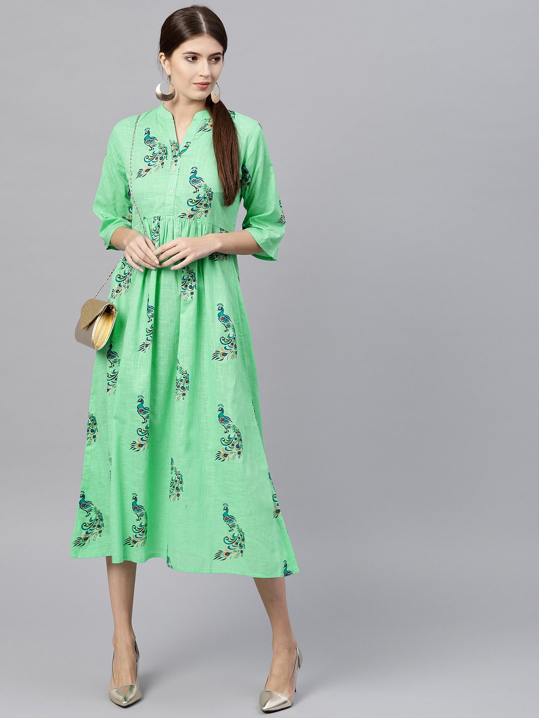 

Gerua By Libas Women Green Printed Midi Empire Dress