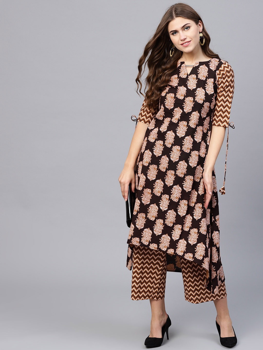 

Gerua By Libas Women Brown Printed Kurta with Palazzos