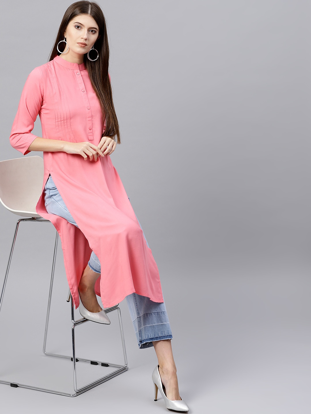 

GERUA Women Pink Solid Straight Kurta