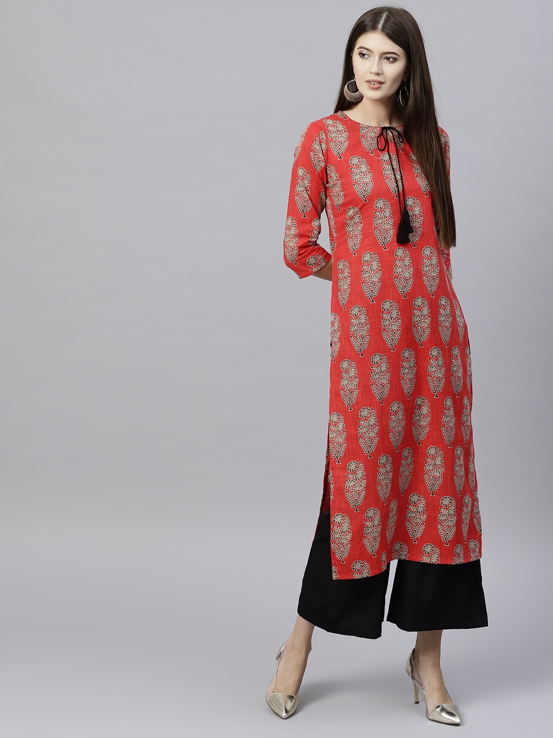 

Gerua By Libas Women Red Brown Printed Straight Kurta