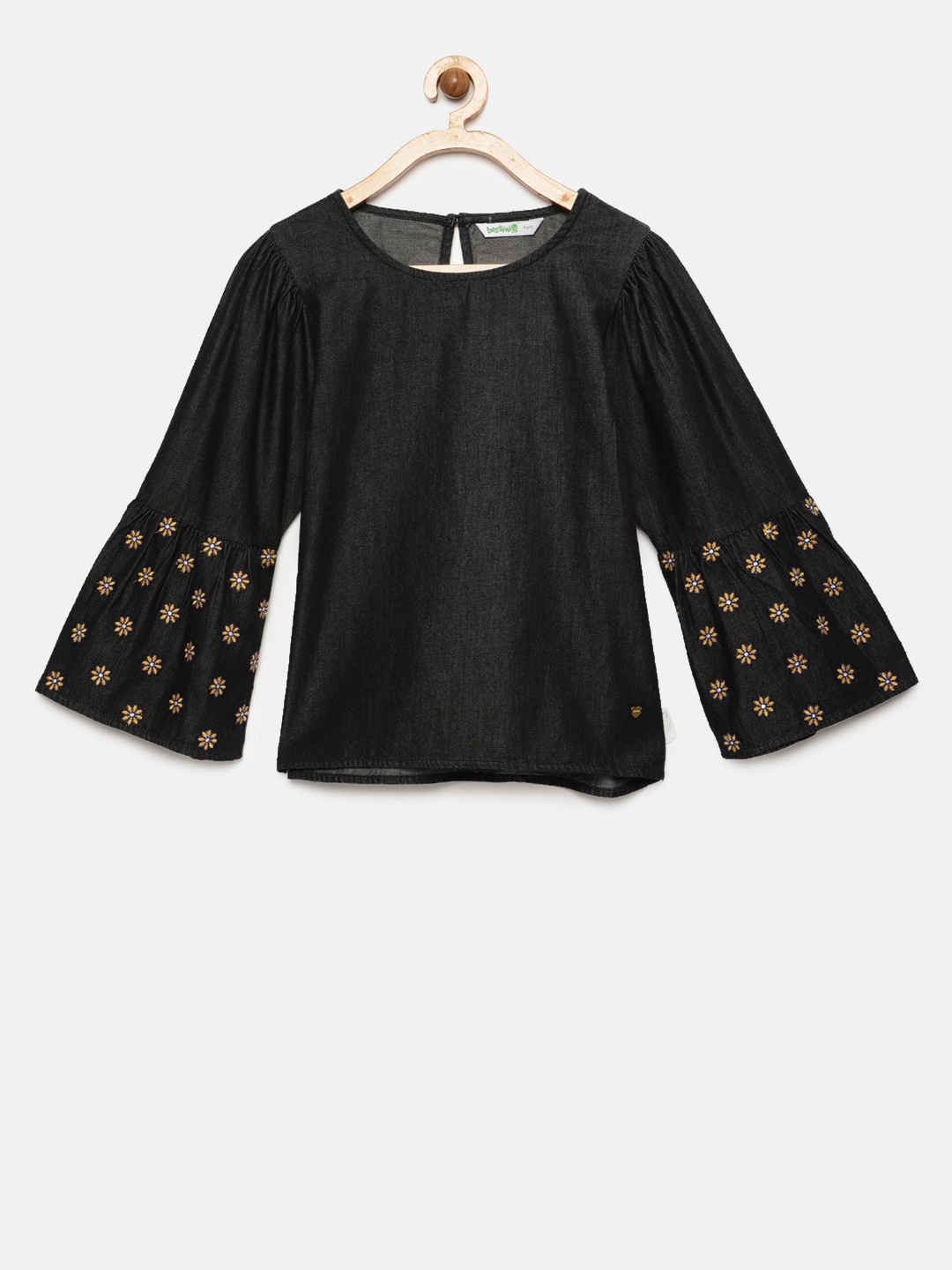 

Bossini Girls Denim Black Solid Top