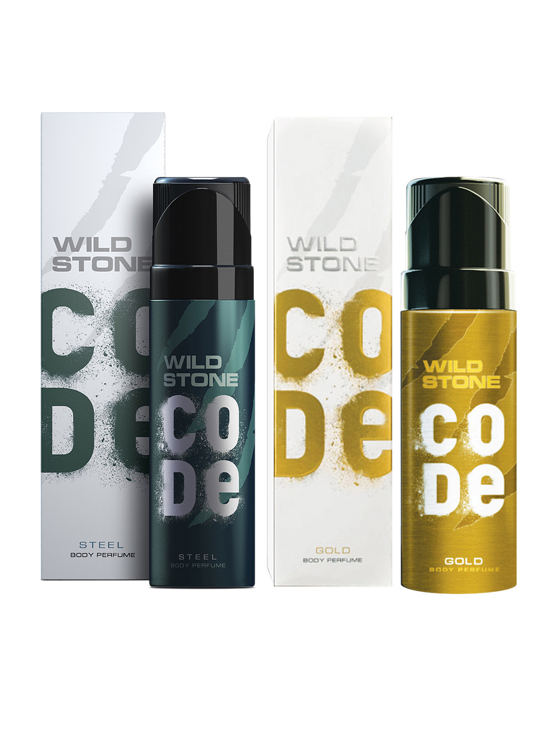 

Wild Stone Men Pack of 2 Code Gold & Code Steel Body Perfumes, White