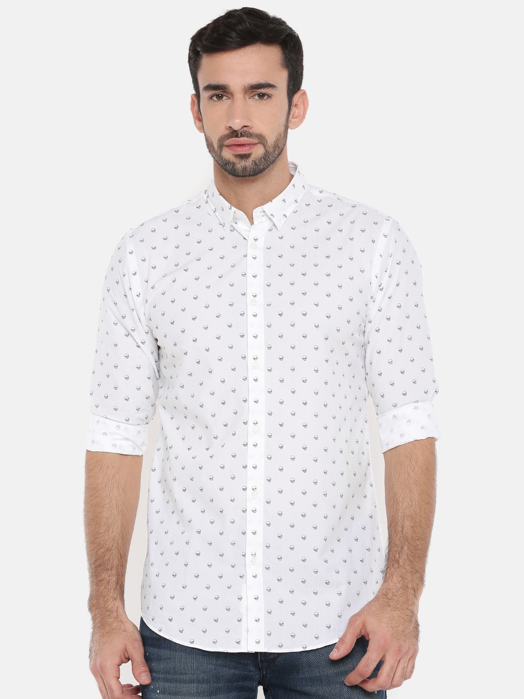 

Jack & Jones Men White Slim Fit Printed Casual Shirt