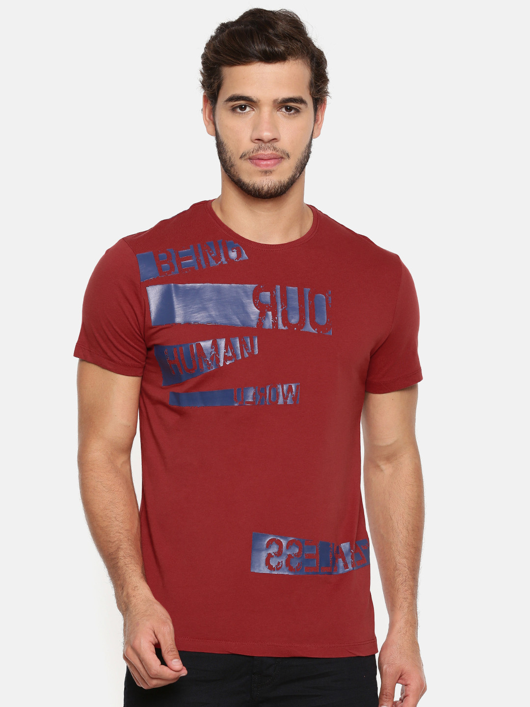 

Being Human Men Red Printed Round Neck T-shirt