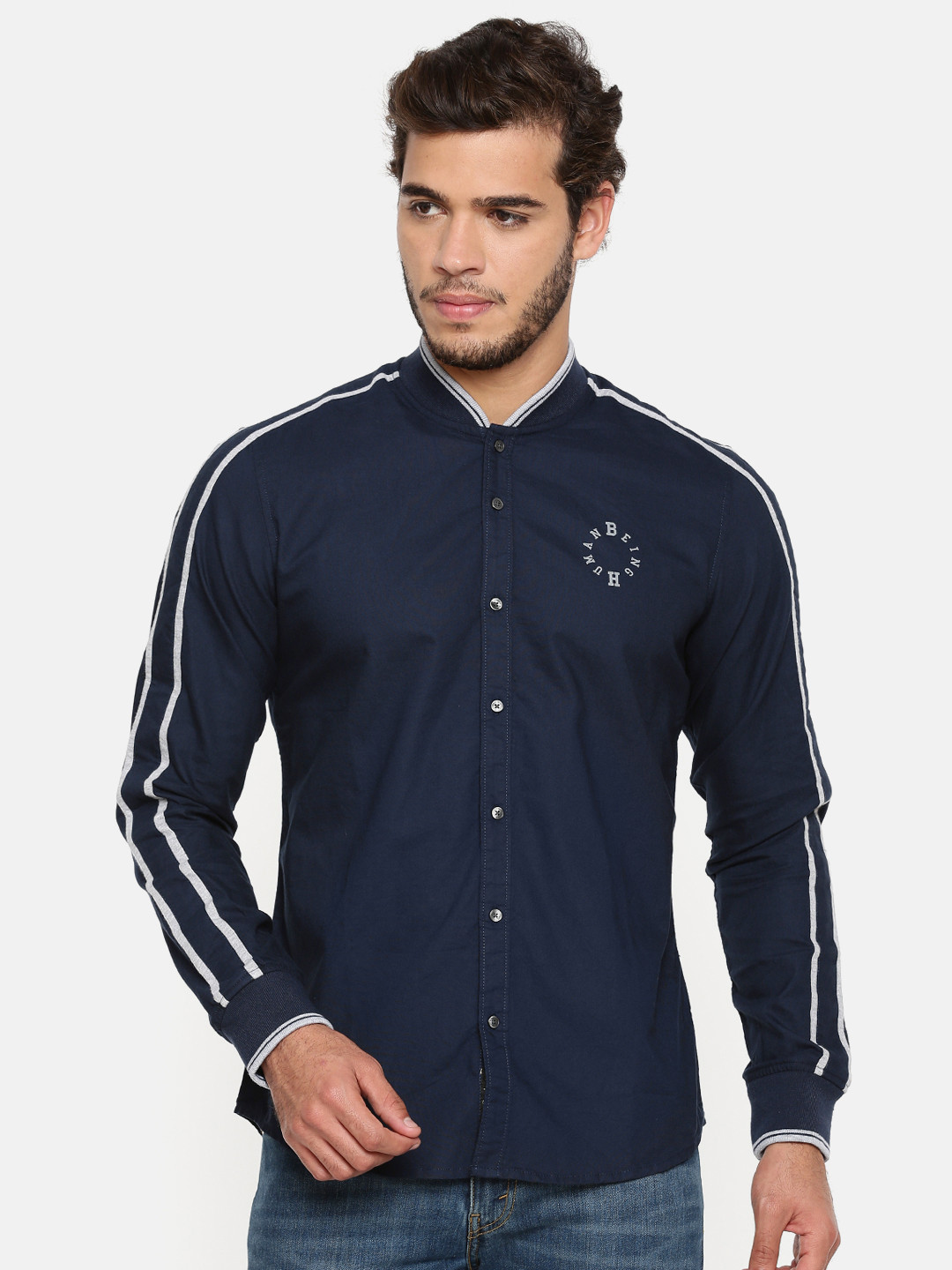 

Being Human Men Navy Blue Slim Fit Solid Casual Shirt