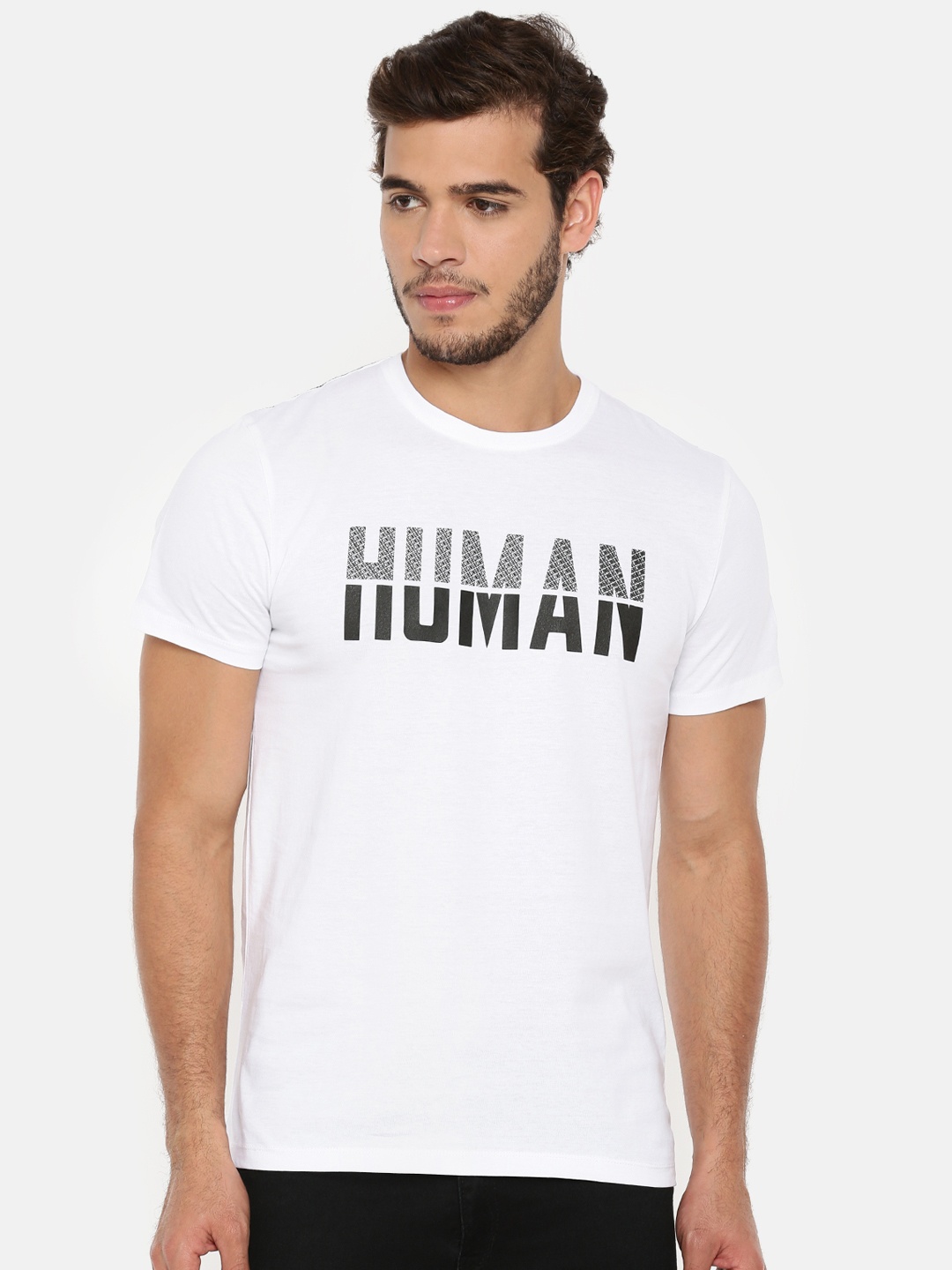 

Being Human Men White Printed Round Neck Pure Cotton T-shirt