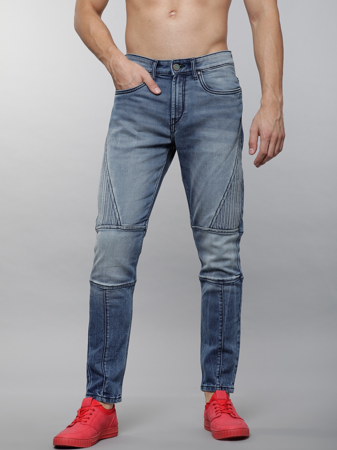 

LOCOMOTIVE Men Blue Tapered Fit Mid-Rise Clean Look Stretchable Jeans