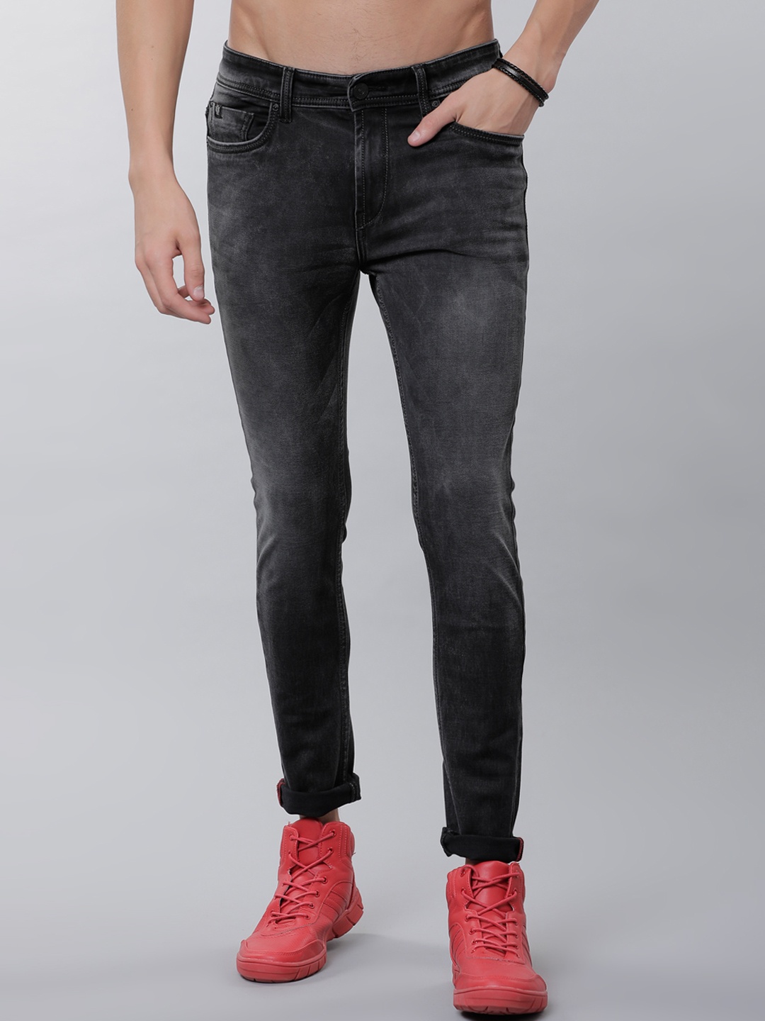 

LOCOMOTIVE Men Black Skinny Fit Mid-Rise Clean Look Stretchable Jeans