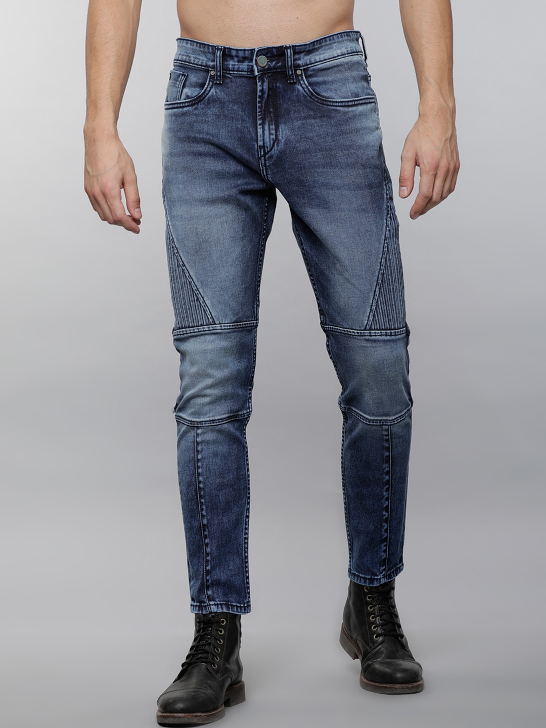 

LOCOMOTIVE Men Blue Tapered Fit Mid-Rise Clean Look Stretchable Jeans