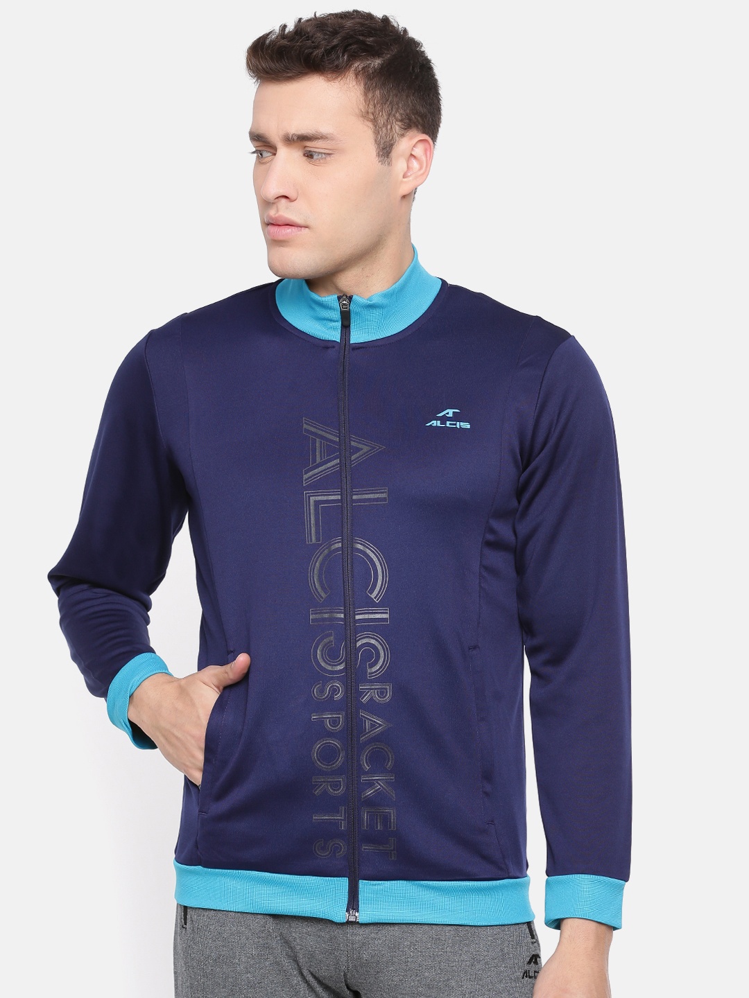 

Alcis Men Navy Blue Printed Bomber