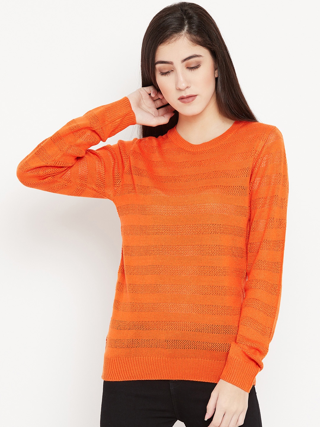 

Cayman Women Orange Woollen Pullover